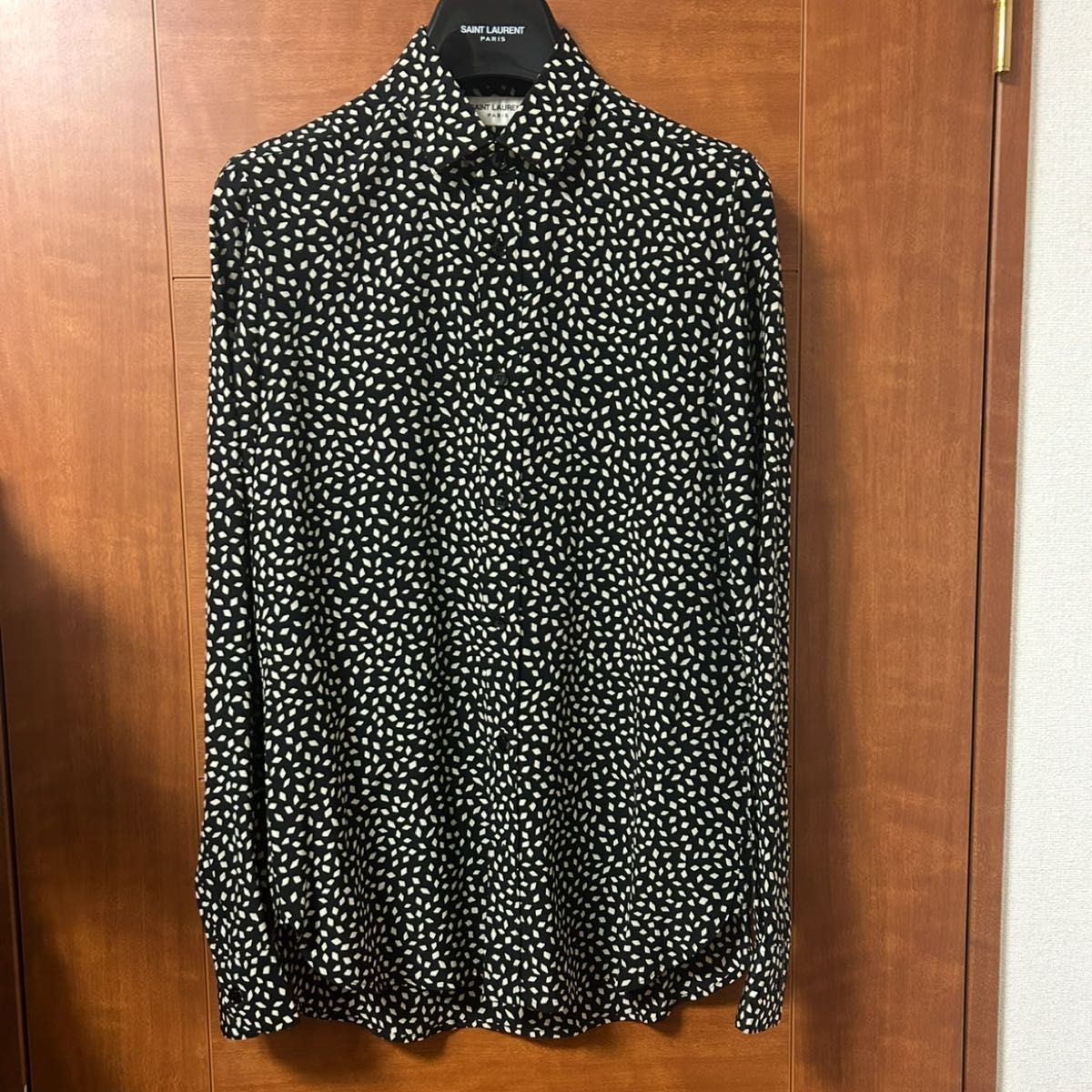 サンローラン 長袖 シャツ シルク ダイヤモンド ドット 極美品 サンローラン 長袖 シャツ シルク ダイヤモンド ドット 極美品