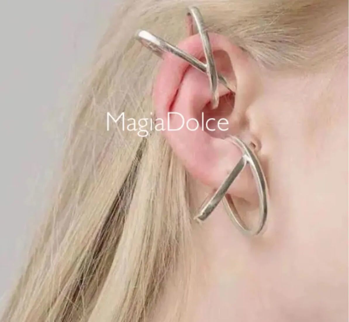  free shipping *MagiaDolce 5416* both ear earcuff Gold earcuff hoop earrings Gold earrings volume earcuff Cross earcuff 