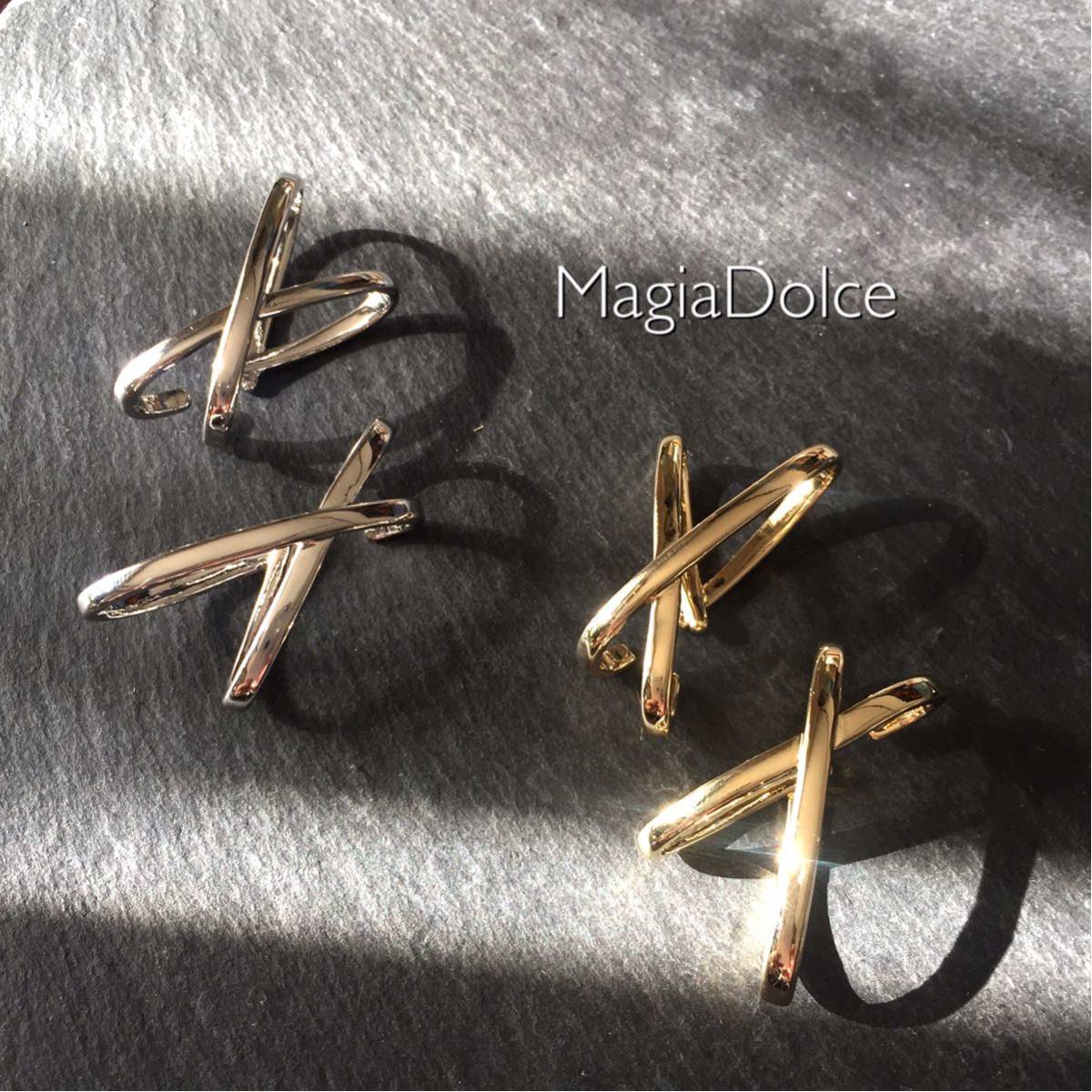  free shipping *MagiaDolce 5416* both ear earcuff Gold earcuff hoop earrings Gold earrings volume earcuff Cross earcuff 