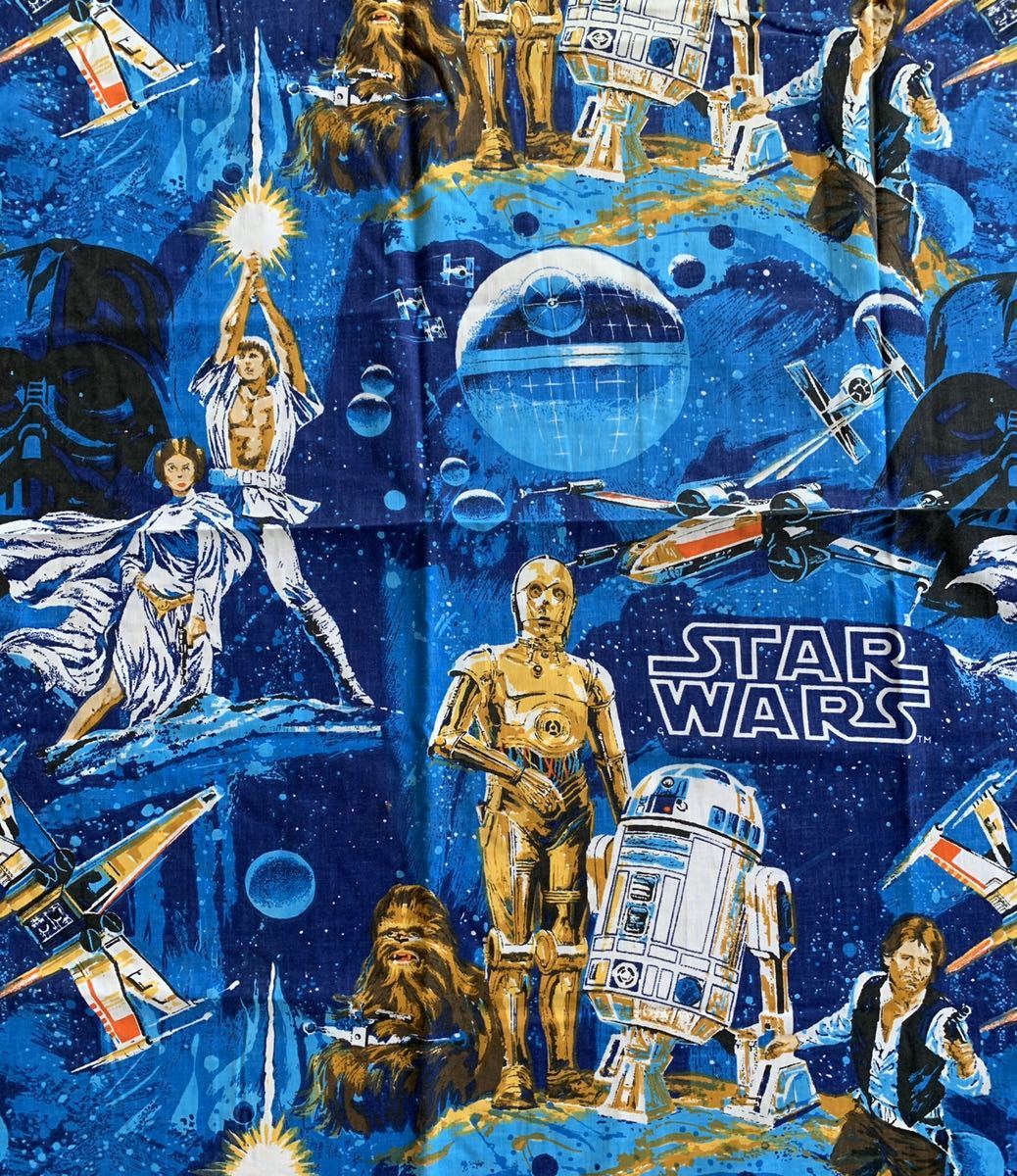 70's USED スターウォーズ ボックスシーツ リメイク ヴィンテージ生地 ハンドメイド コレクション キャラクター ファンタジー柄 ディズニー