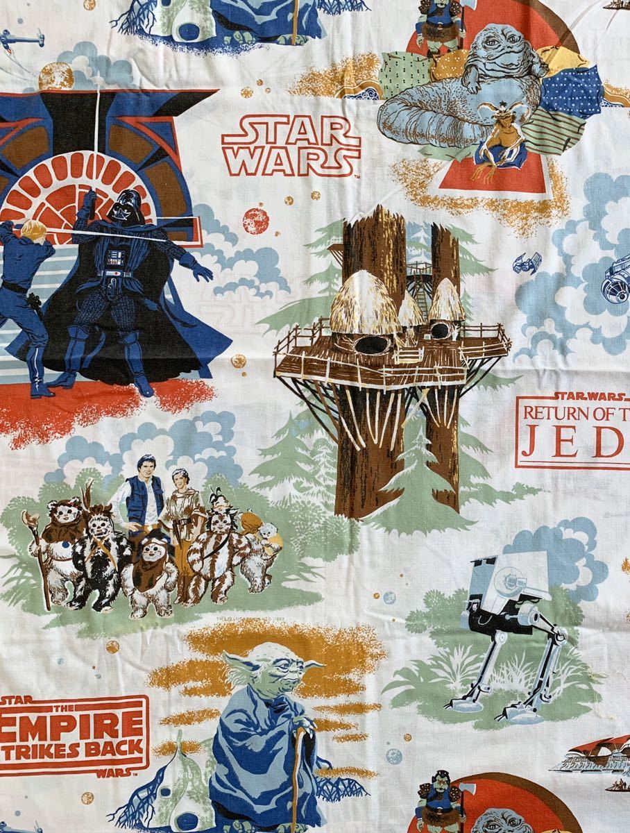 70's USED スターウォーズ ボックスシーツ リメイク ヴィンテージ生地 ハンドメイド コレクション キャラクター ファンタジー柄 ディズニー