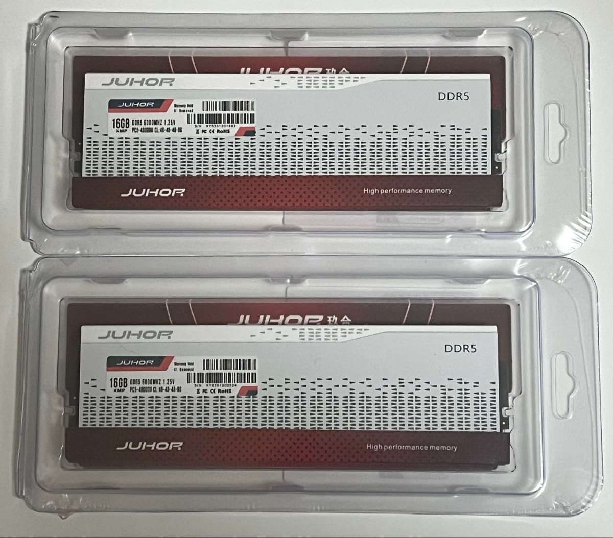 新品未開封】JUHOR DDR5-6000 16GB 2枚組 計32GB ホワイト 新品未開封】JUHOR DDR5-6000 16GB 2枚組 計32GB ホワイト