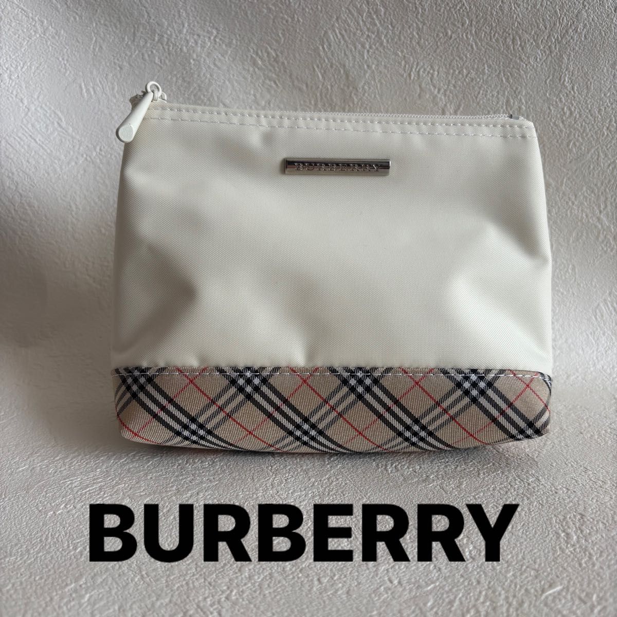 BURBERRY バーバリー ポーチ 小物入れ ノバチェック×ホワイト BURBERRY バーバリー ポーチ 小物入れ ノバチェック×ホワイト