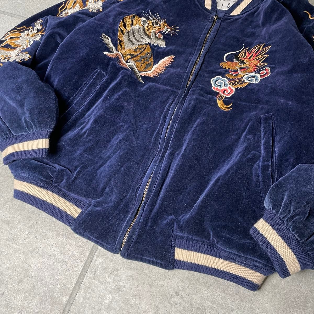 スカジャン 龍 虎 ベロア 別珍 スーベニアジャケット 全面刺繍 スカジャン 龍 虎 ベロア 別珍 スーベニアジャケット 全面刺繍