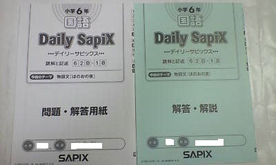 サピックス ＳＡＰＩＸ＊デイリー サピックス＊６年 小６＊国語 Ｂ＊読解と記述／全３８回 完全版＊２０１９年._画像3