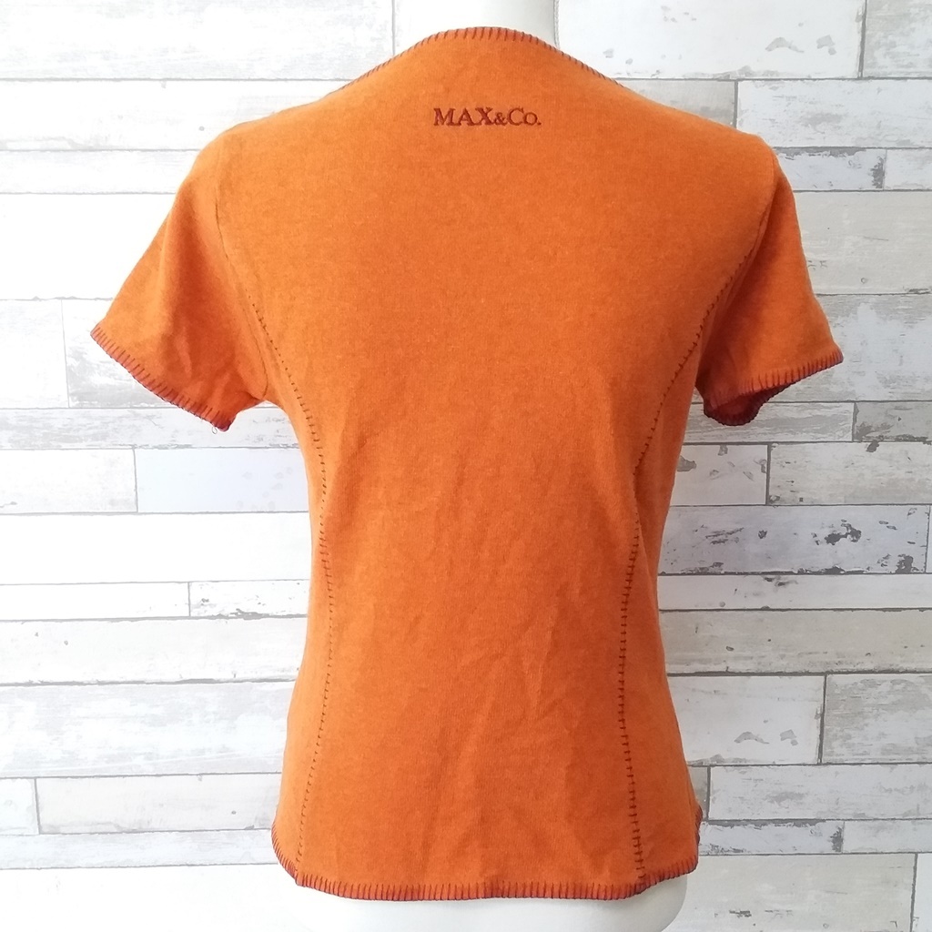 【人気】MAX&Co. jeans&basics/マックス&コー バック刺繍半袖ニット オレンジ サイズL レディース/4805_画像2
