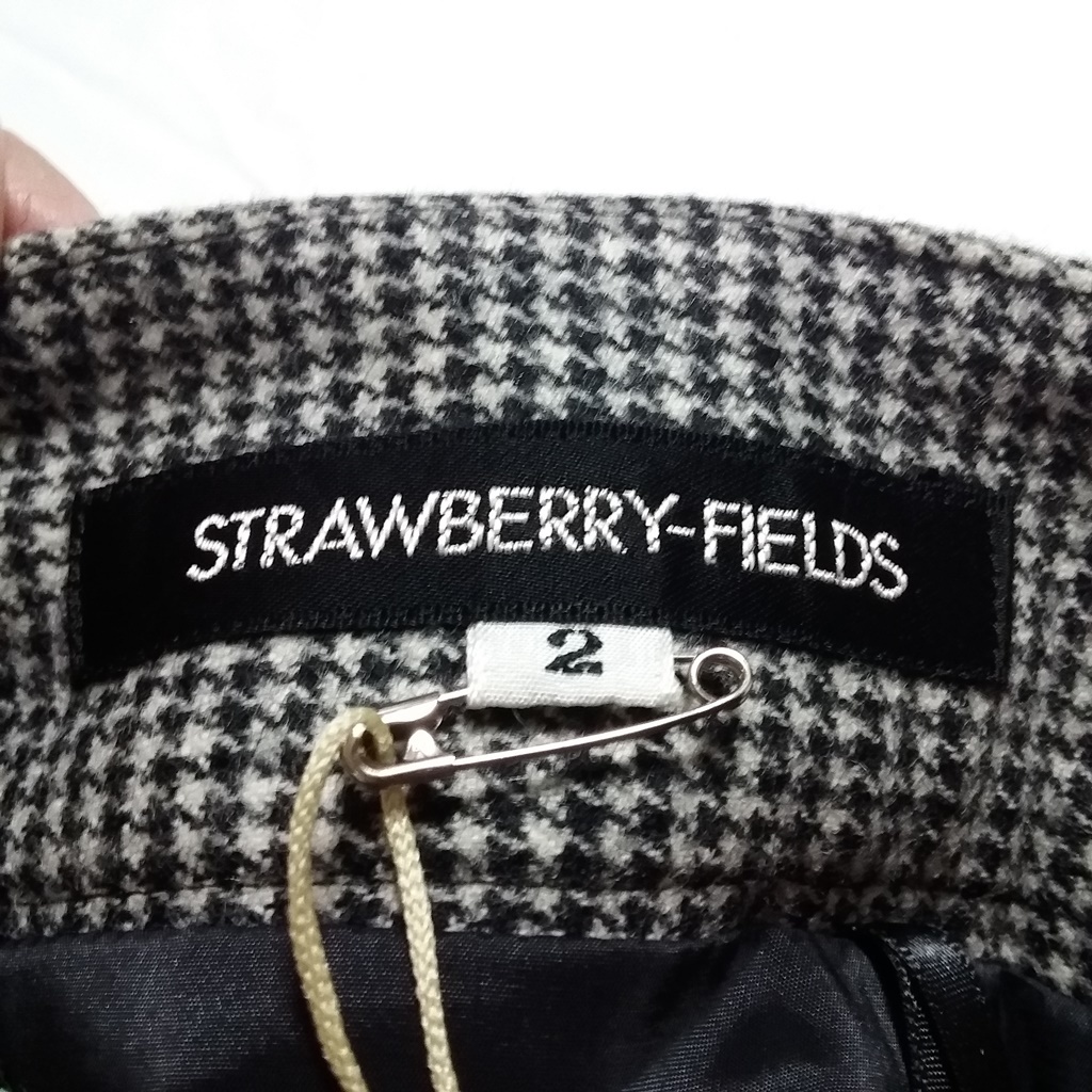 【人気】STRAWBERRY FIELDS/ストロベリーフィールズ ベルト付き千鳥格子ひざ丈スカート タグ付き ブラック×ホワイト サイズ2/4808_画像6