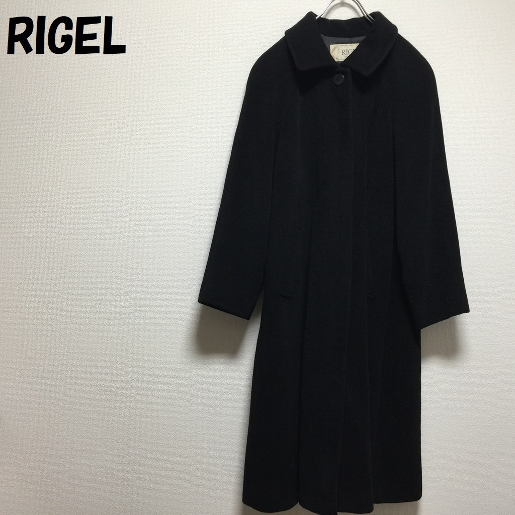 【人気】RIGEL/リゲル ウールステンカラーコート ブラック レディース/5230_画像1