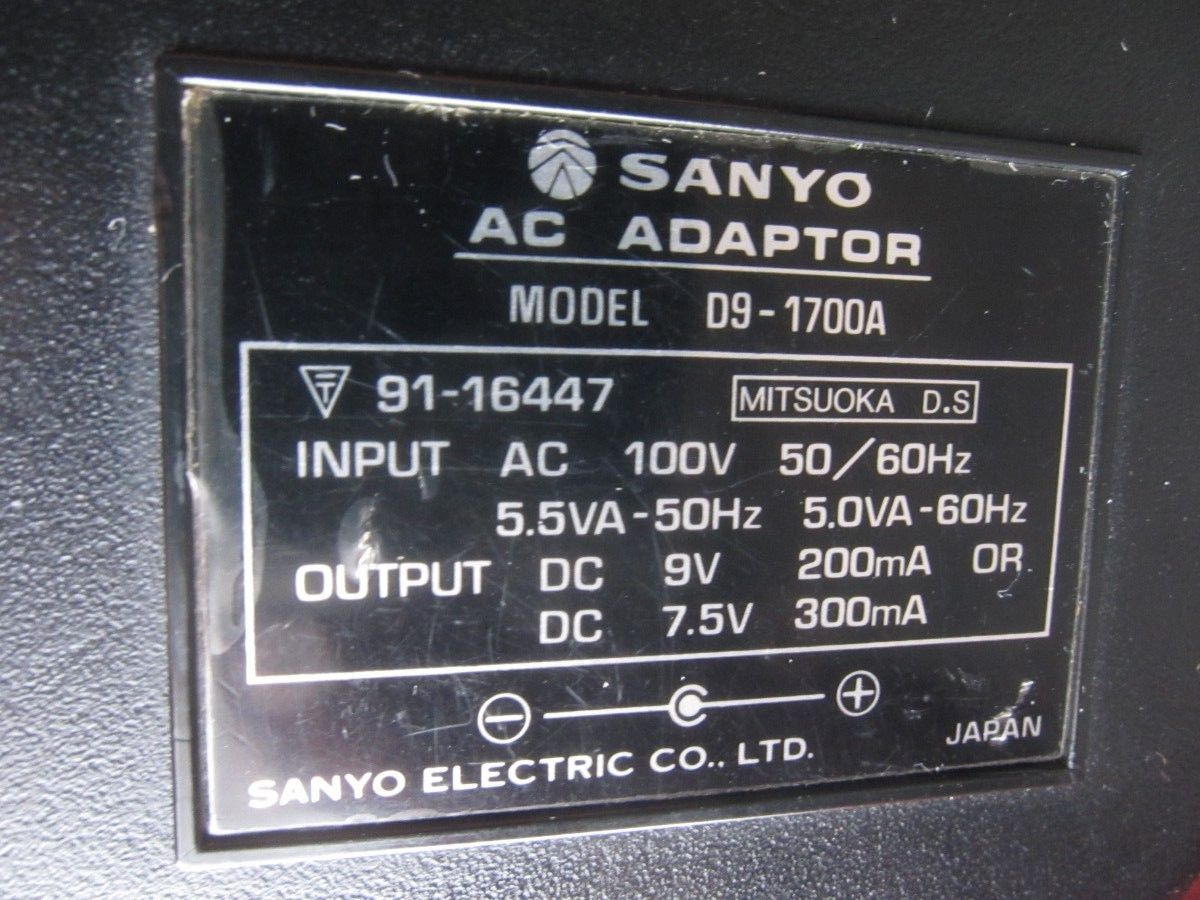 SANYO U4 サンヨー ラジカセ用 D9-1700A 電源アダプター|Yahoo SANYO U4 サンヨー ラジカセ用 D9-1700A 電源アダプター|Yahoo