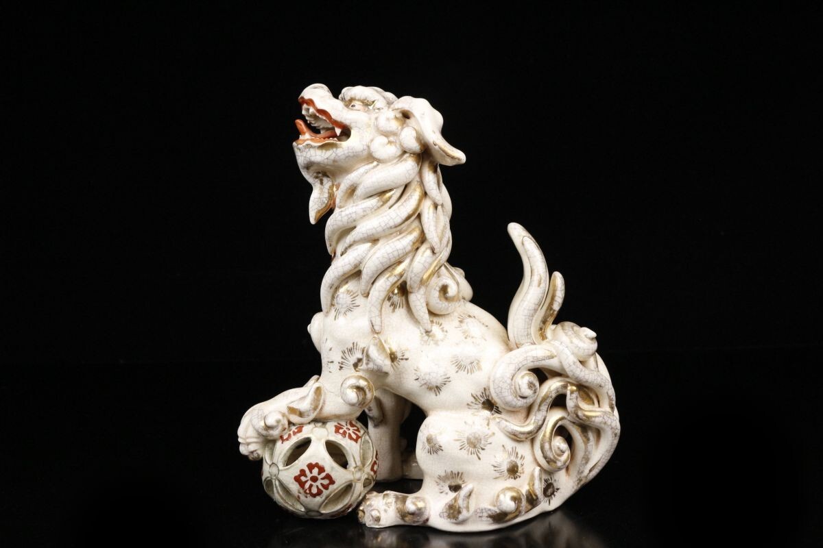 LIG】薩摩藩時代名品 薩摩焼 古薩摩 豪華金彩手 獅子置物 24.5 LIG】薩摩藩時代名品 薩摩焼 古薩摩 豪華金彩手 獅子置物 24.5