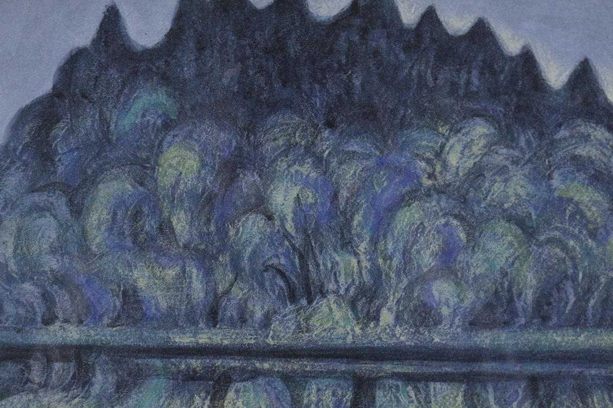 LIG】真作保証 日展日本画家 下保昭 「湖畔」日本画10号 風景画 LIG】真作保証 日展日本画家 下保昭 「湖畔」日本画10号 風景画