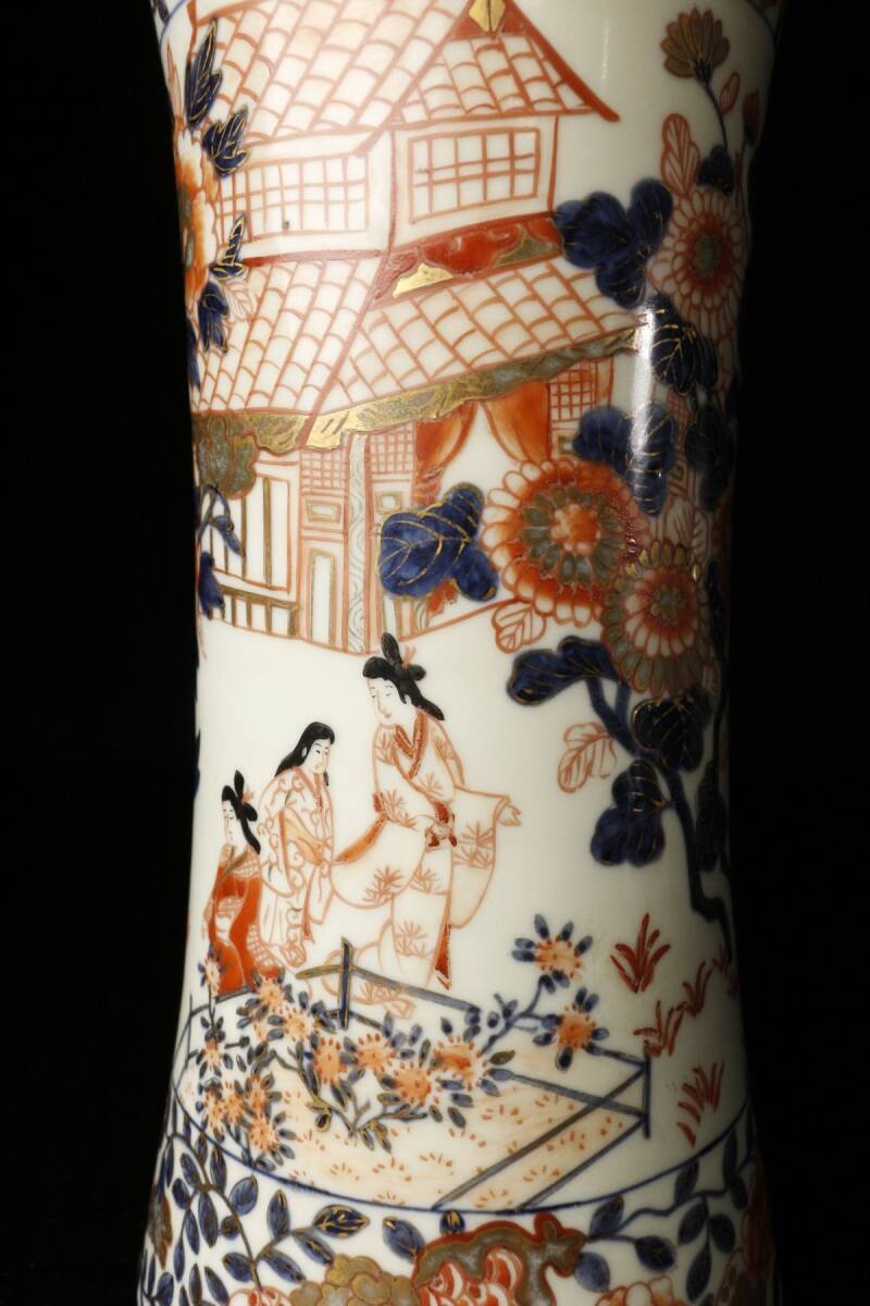 LIG】元禄伊万里 色絵美人図花瓶 31.5㎝ 箱付 古伊万里 LIG】元禄伊万里 色絵美人図花瓶 31.5㎝ 箱付 古伊万里