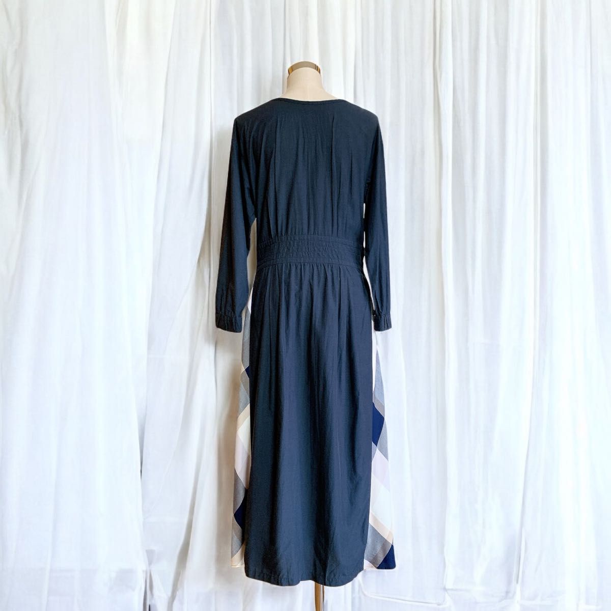 BLUELABEL CRESTBRIDGE シャツワンピース サイドチェック柄 BLUELABEL CRESTBRIDGE シャツワンピース サイドチェック柄