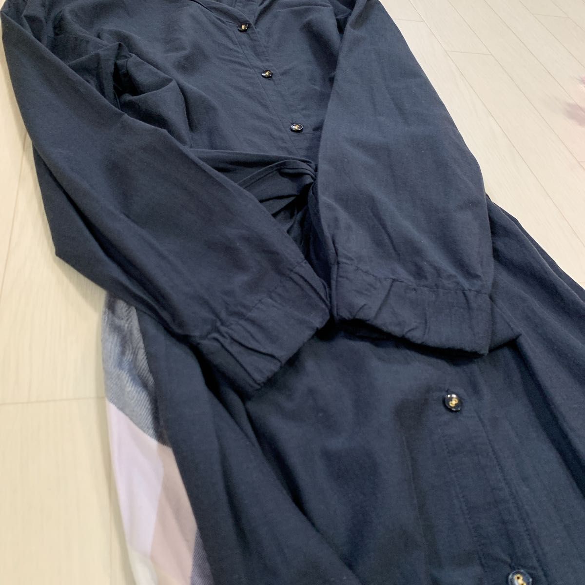 BLUELABEL CRESTBRIDGE シャツワンピース サイドチェック柄 BLUELABEL CRESTBRIDGE シャツワンピース サイドチェック柄
