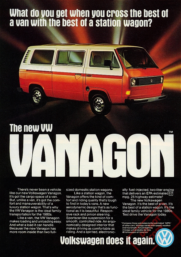 ポスター★1980 フォルクスワーゲン・バナゴン・T3・ #2 広告ポスター★Volkswagen/VW/ワーゲンバス・ヴァナゴン_DO NOT COPYの文字は入りません