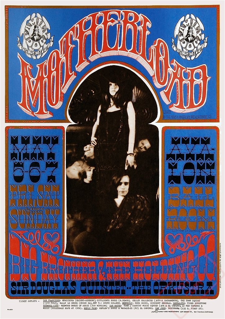 *ja varnish *jo pudding with big * Brother & The * holding * Company other 1967 year San Francisco * concert poster *