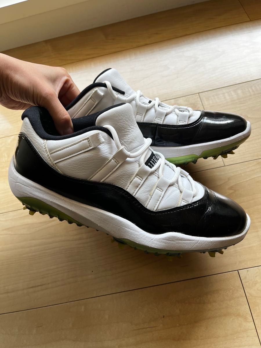 Jordan 11 Low Golf シューズ ホワイト/ブラック/グリーン Jordan 11 Low Golf シューズ ホワイト/ブラック/グリーン