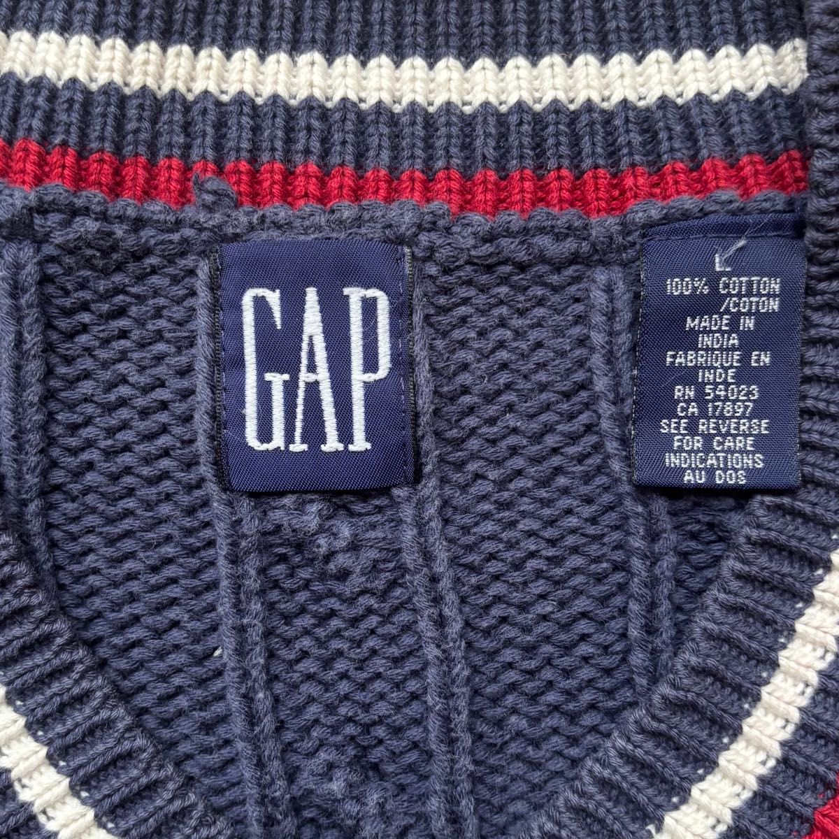 90年代 OLD GAP チルデン コットン ニット ベスト ネイビー 90年代 OLD GAP チルデン コットン ニット ベスト ネイビー