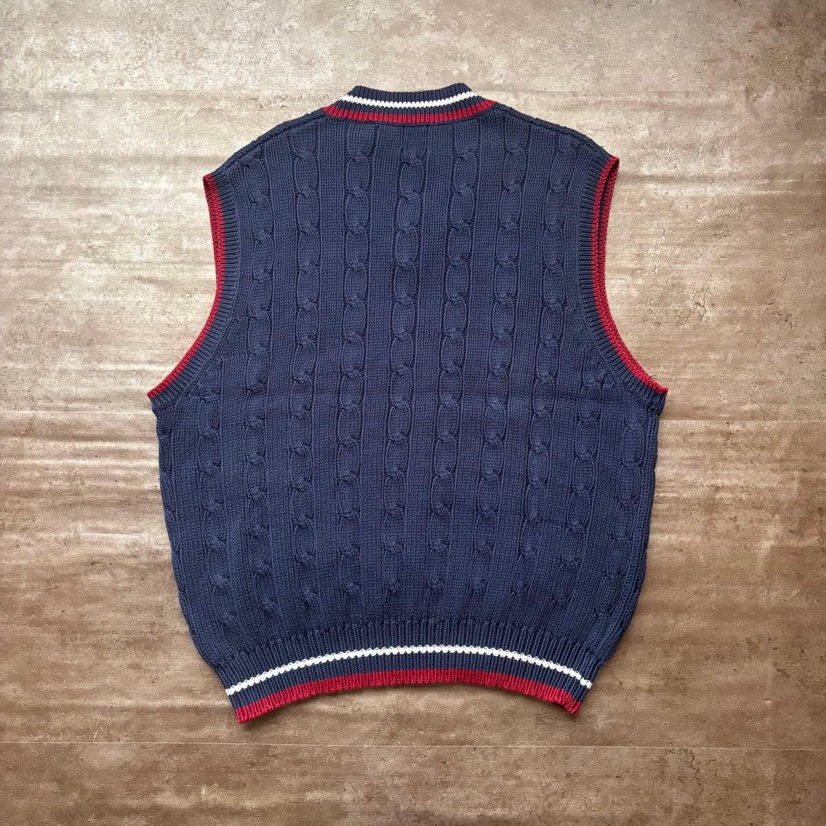 90年代 OLD GAP チルデン コットン ニット ベスト ネイビー 90年代 OLD GAP チルデン コットン ニット ベスト ネイビー