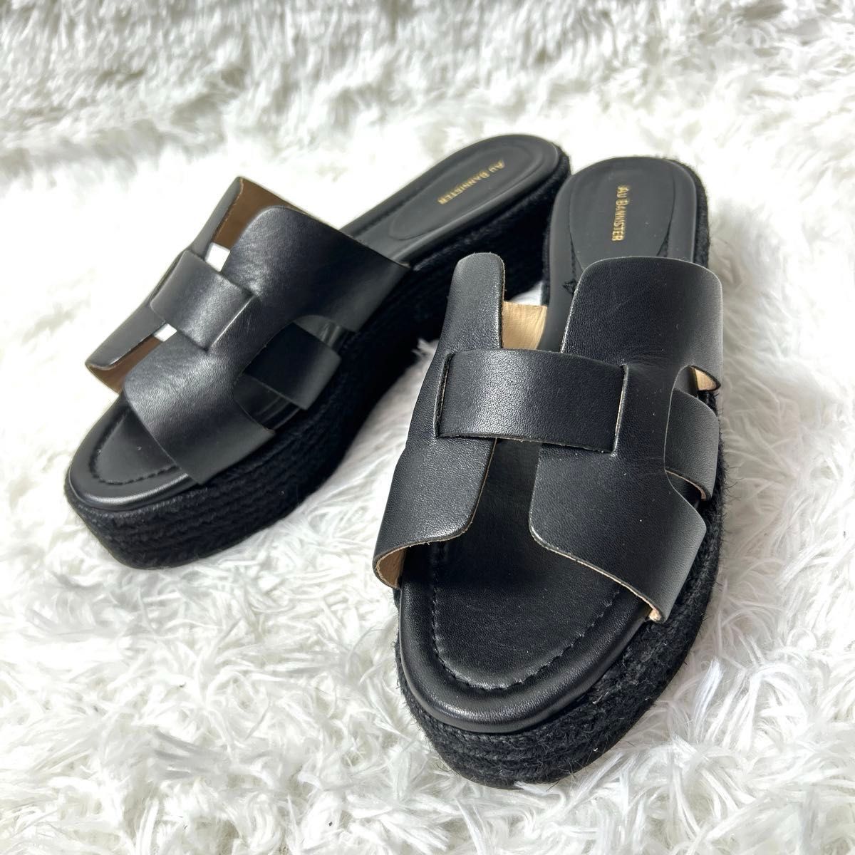 極美品】 Au BANNISTER ミュール ジュートソールサンダル 極美品】 Au BANNISTER ミュール ジュートソールサンダル