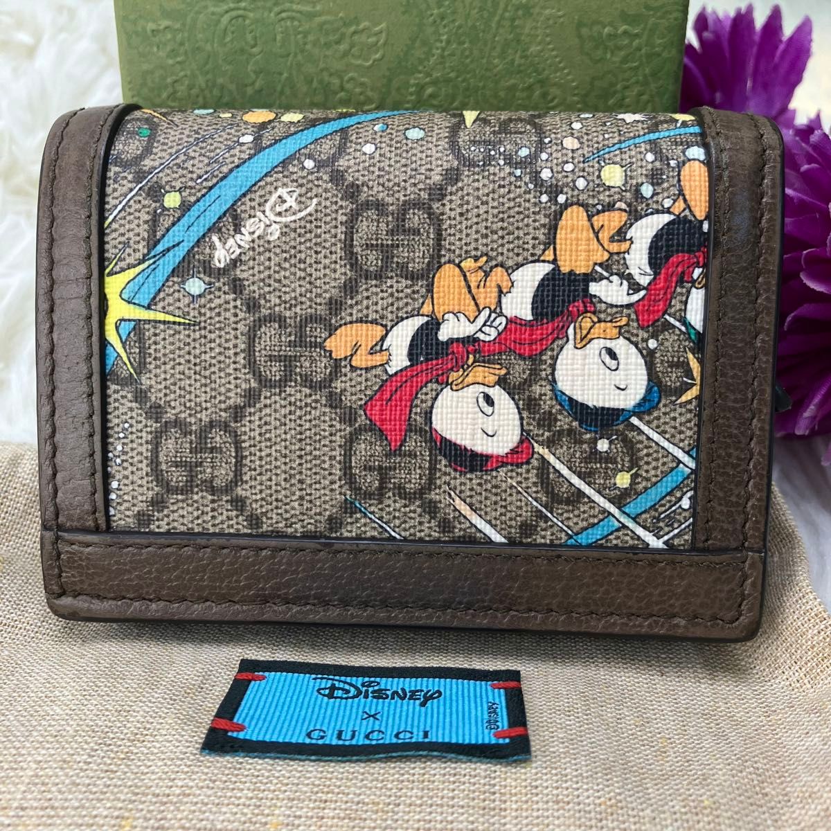 極美品 箱付 グッチ 折り財布 ディズニードナルド GGスプリーム 極美品 箱付 グッチ 折り財布 ディズニードナルド GGスプリーム