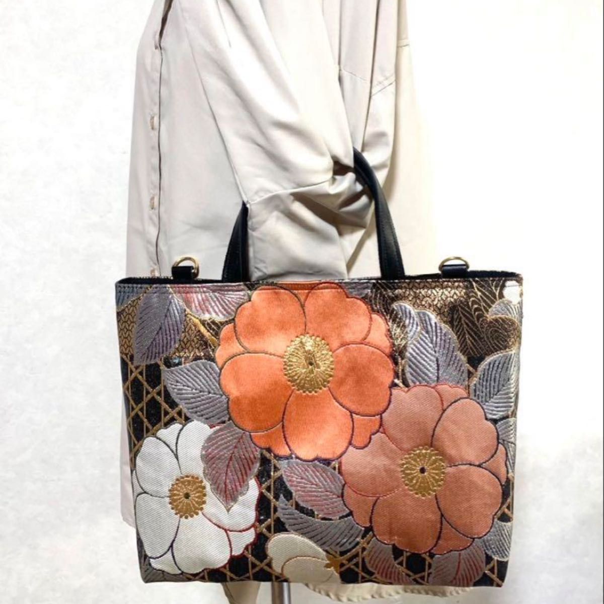 帯リメイクバッグ 花柄 ショルダーバッグ 手提げバッグ|Yahoo 帯リメイクバッグ 花柄 ショルダーバッグ 手提げバッグ|Yahoo