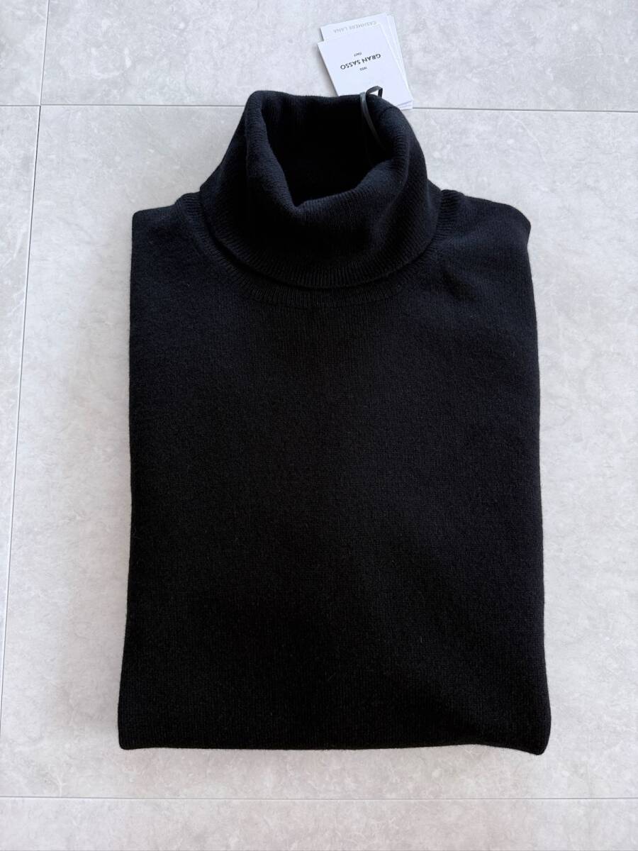 6135】新品6.6万【GRAN SASSO / グランサッソ 50 秋冬 カシミア混3者混素材 厚手ハイゲージタートルネックニット】ブラック その他
