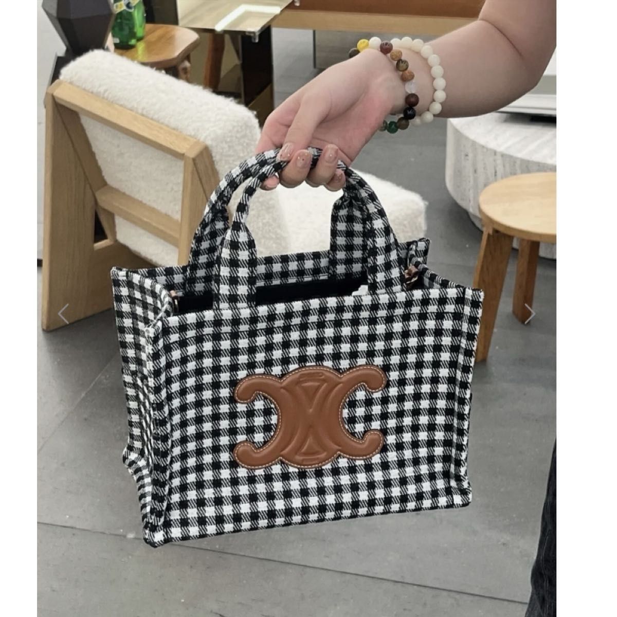 国内完売◆関税/送料込◆CELINE ギンガムチェック スモール カバ セリーヌ CELINE スモール カバ タイス トートバッグ ショルダー