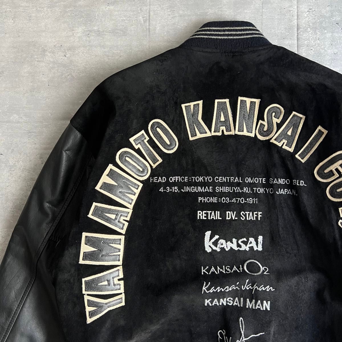 KANSAI YAMAMOTO MAN 山本寛斎 刺繍ロゴ レザースタジャン KANSAI YAMAMOTO MAN 山本寛斎 刺繍ロゴ レザースタジャン