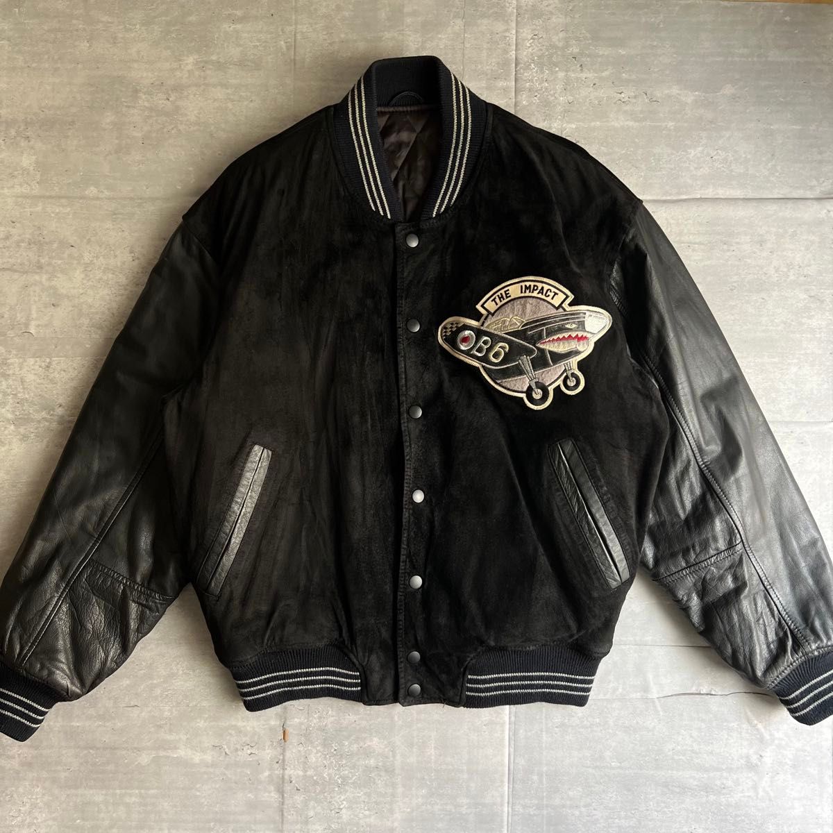 KANSAI YAMAMOTO MAN 山本寛斎 刺繍ロゴ レザースタジャン KANSAI YAMAMOTO MAN 山本寛斎 刺繍ロゴ レザースタジャン