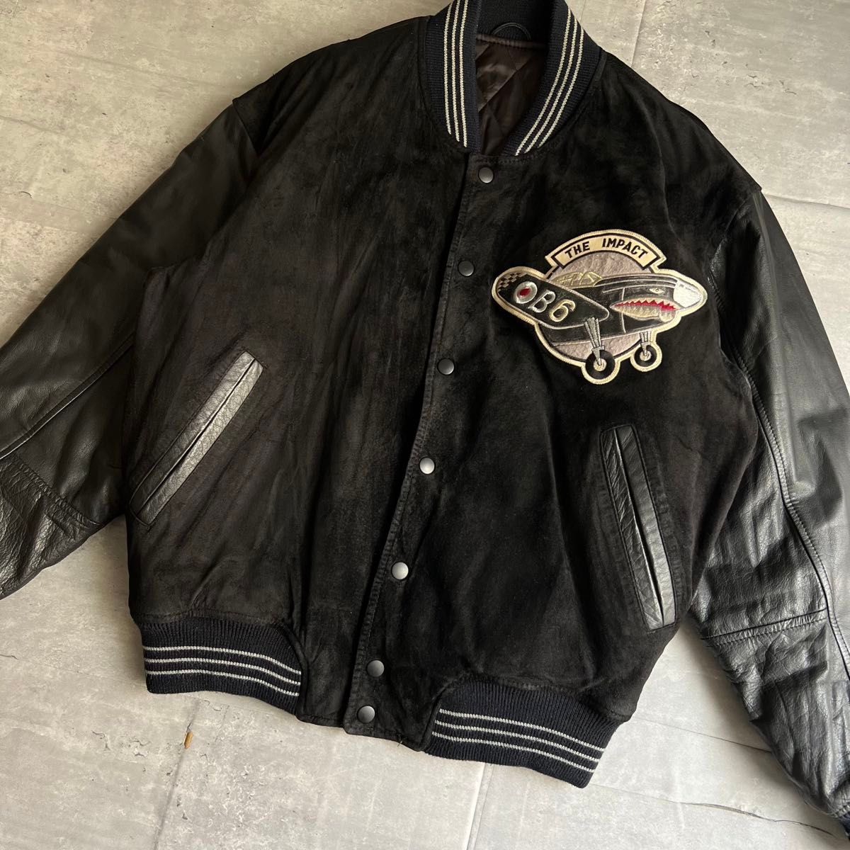 KANSAI YAMAMOTO MAN 山本寛斎 刺繍ロゴ レザースタジャン KANSAI YAMAMOTO MAN 山本寛斎 刺繍ロゴ レザースタジャン