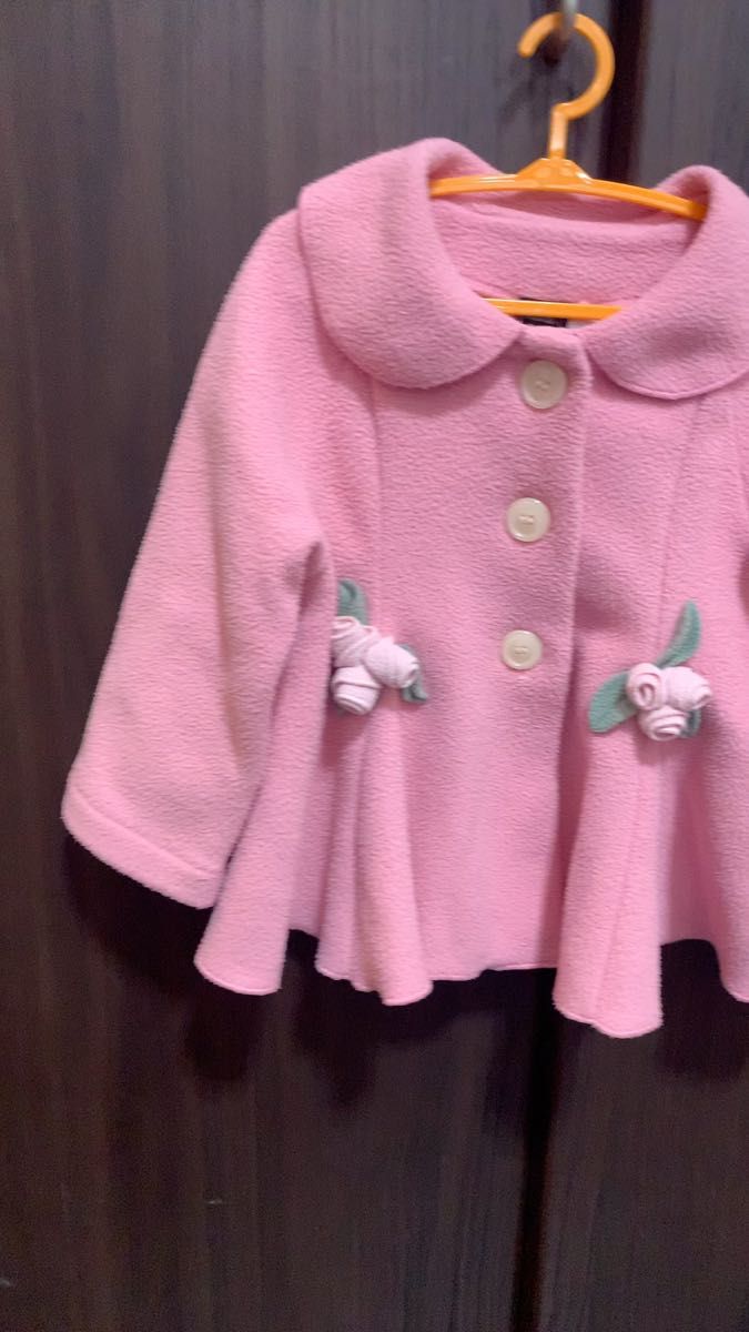 女の子アウター コート 3歳 上着 キッズ ピンク 薔薇 お花