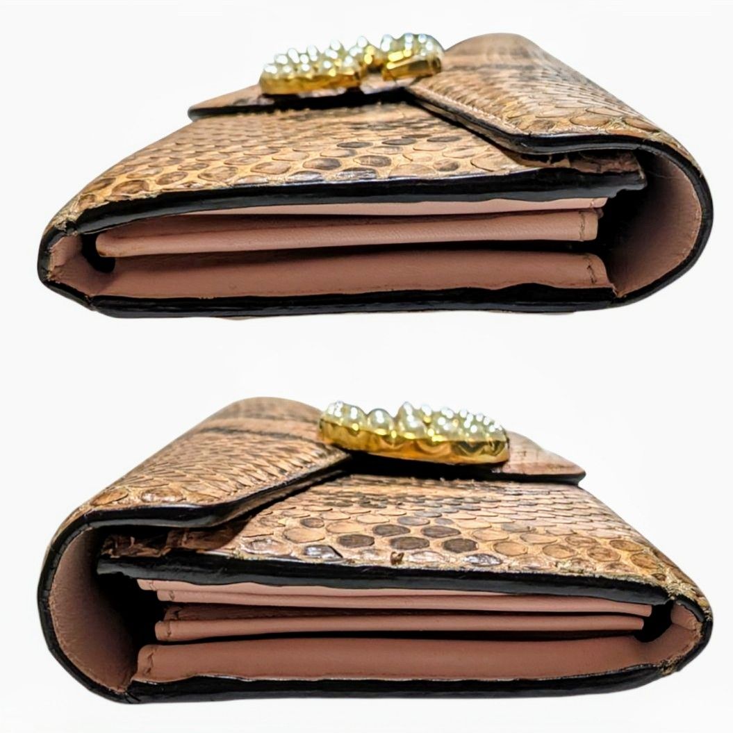 美品】GUCCI グッチ GGマーモント パール リアルパイソン 長財布 美品】GUCCI グッチ GGマーモント パール リアルパイソン 長財布