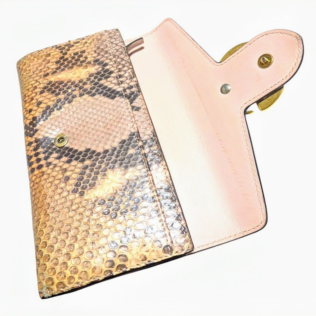 美品】GUCCI グッチ GGマーモント パール リアルパイソン 長財布 美品】GUCCI グッチ GGマーモント パール リアルパイソン 長財布