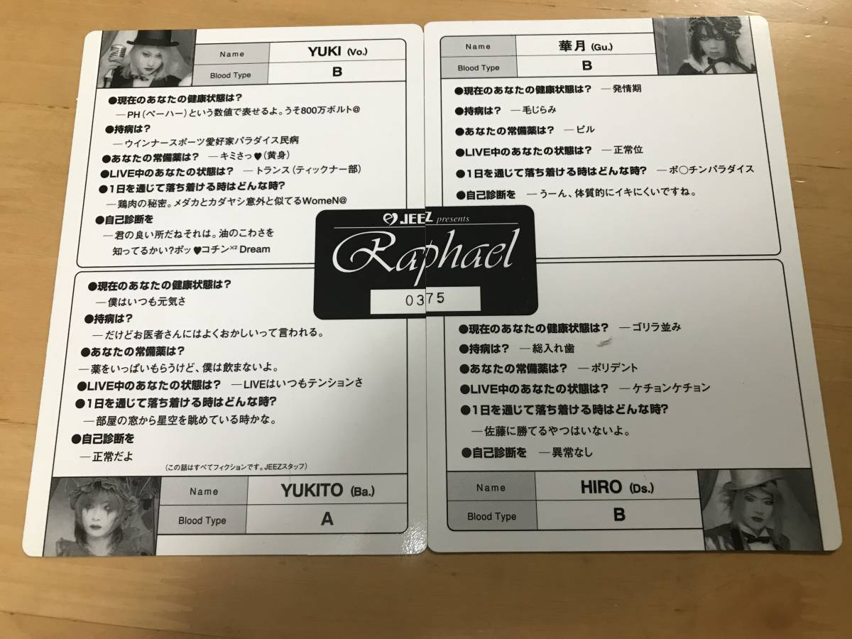 ラファエル Raphael 販促 フライヤー 生写真 特典 カード ステッカー 等 JEEZ シリアルナンバー入り 華月 かじゅりん YUKI 激レア 当時物の画像6