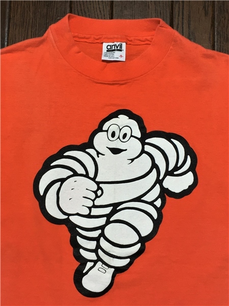 ＵＳＡ製 ミシュラン Michelin オールド Ｔシャツ Ｓ オレンジ 発砲プリント シングルステッチ レア ミシュランマン 検索 ビンテージ_画像1