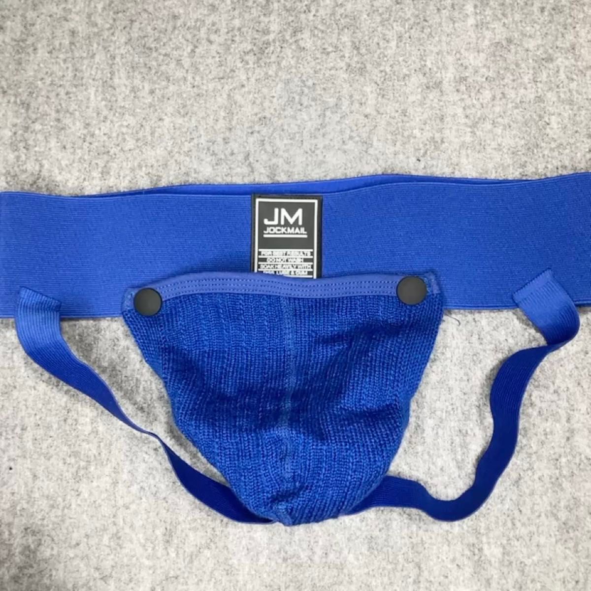 【JOCKMAIL】ジョックストラップ(ケツワレ)ワッフル素材 ポケット 開け閉め可能 ブルー 青 Mサイズ