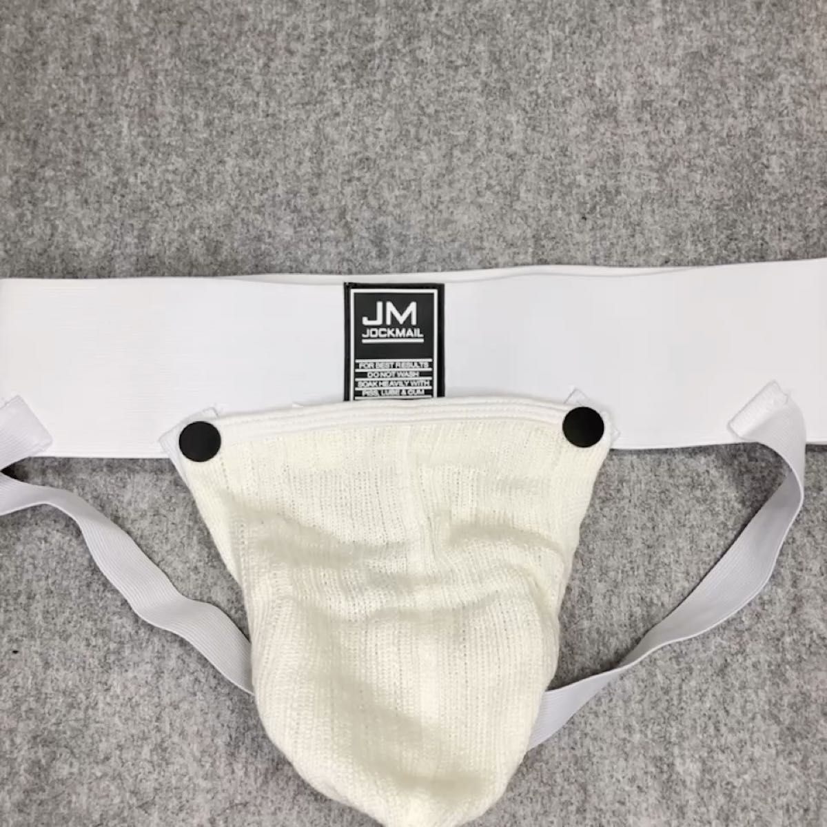 【JOCKMAIL】ジョックストラップ(ケツワレ)ワッフル素材 ポケット 開け閉め可能 ホワイト 白 Mサイズ