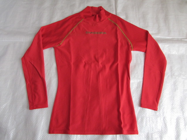 DIADORA Diadora футболка длинный рукав нижняя рубашка тренировка USED красивый оттенок красного Junior 150 размер с высоким воротником pitaT