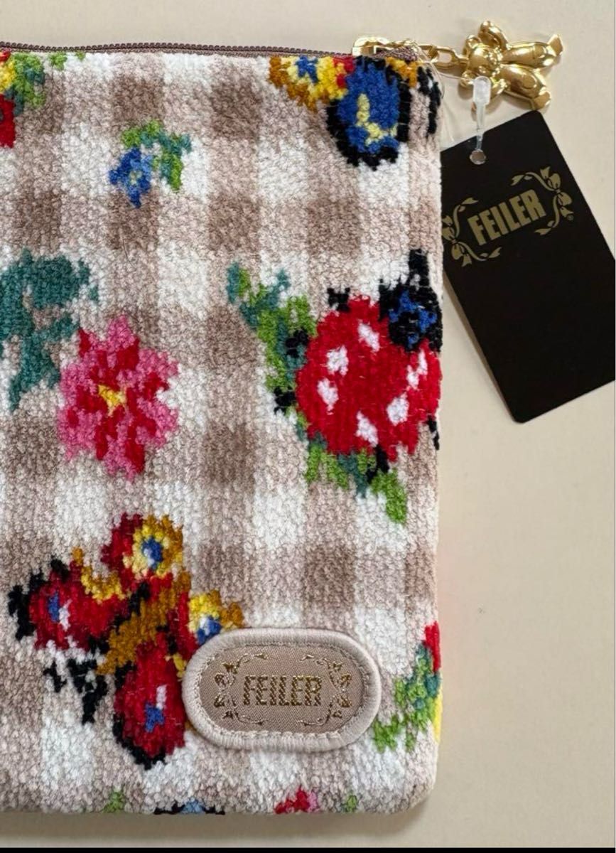 フェイラーFEILER フラットポーチ大 ハイジチェック ベージュ フェイラーFEILER フラットポーチ大 ハイジチェック ベージュ