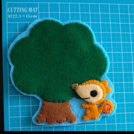リス ワッペン 名札 ネームタグ ハンドメイド 幼稚園 保育園