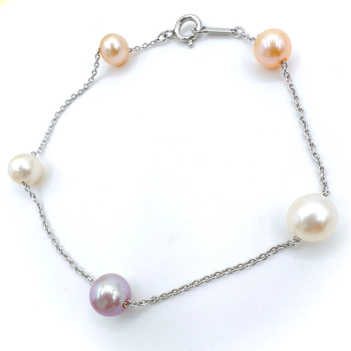 希少】TASAKI タサキ マルチカラー ステーションブレスレット 希少】TASAKI タサキ マルチカラー ステーションブレスレット