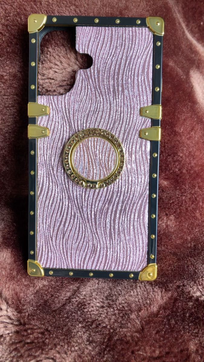 iPhone16用スマホケース スマホカバー ピンク キラキラ 回転スタンド付き かわいい 流線模様