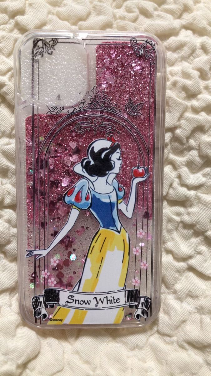 新品 スノードームのようにラメが輝くグリッターケース キラキラ iPhone14各種 スマホケース 白雪姫 スマホカバー