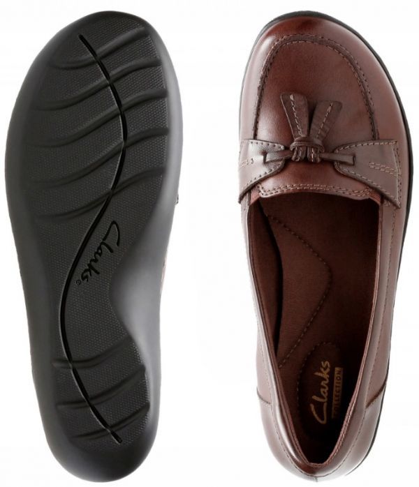  бесплатная доставка Clarks 26cm Wedge Loafer туфли-лодочки Brown кожа кожа soft стелька формальный туфли без застежки AC59