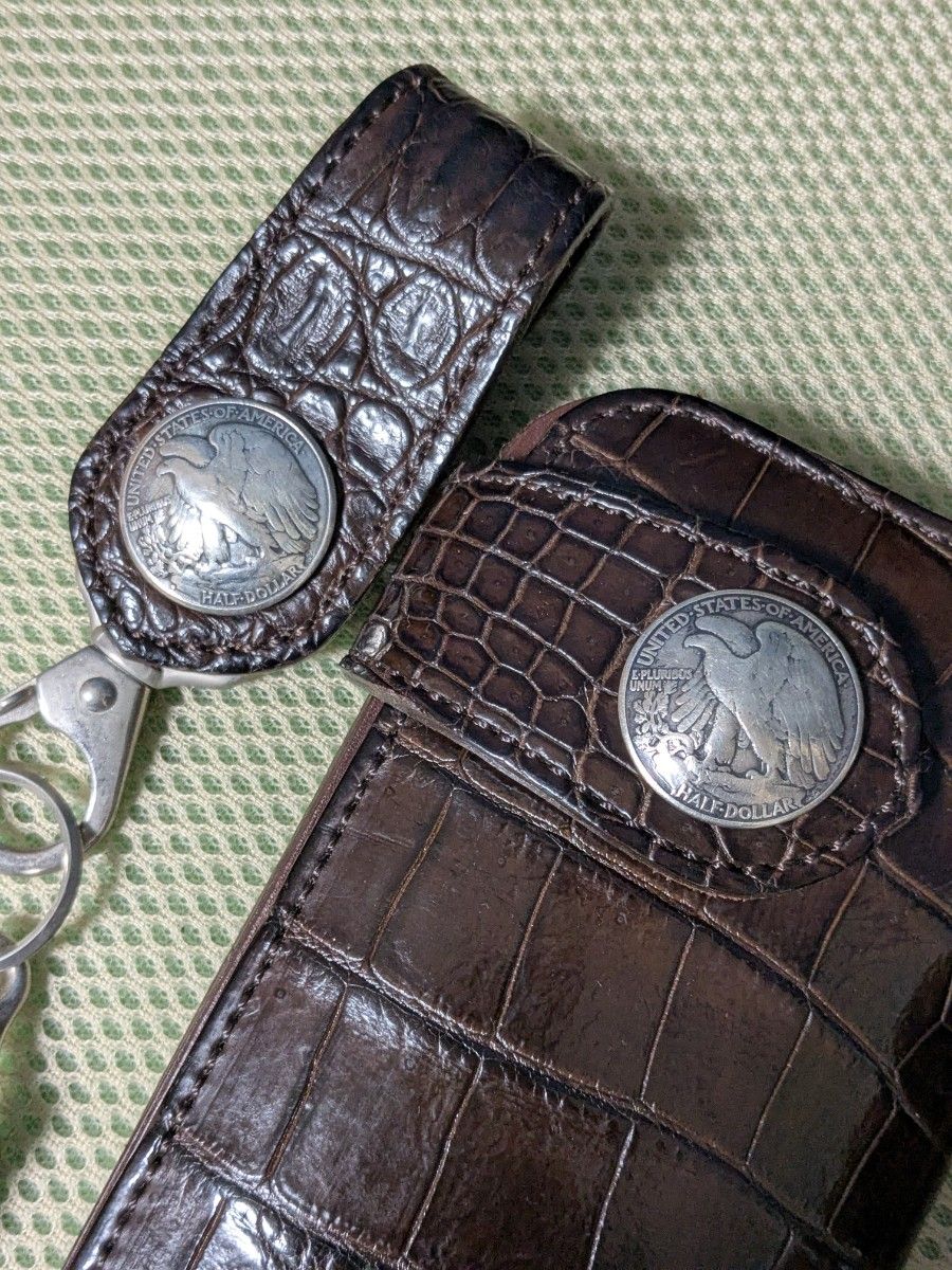 本革長財布 ケイシイズ KC'S クロコダイル ワニ革 ライダース 本革長財布 ケイシイズ KC'S クロコダイル ワニ革 ライダース