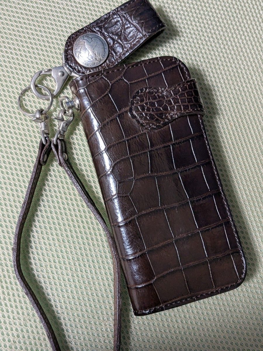 本革長財布 ケイシイズ KC'S クロコダイル ワニ革 ライダース 本革長財布 ケイシイズ KC'S クロコダイル ワニ革 ライダース
