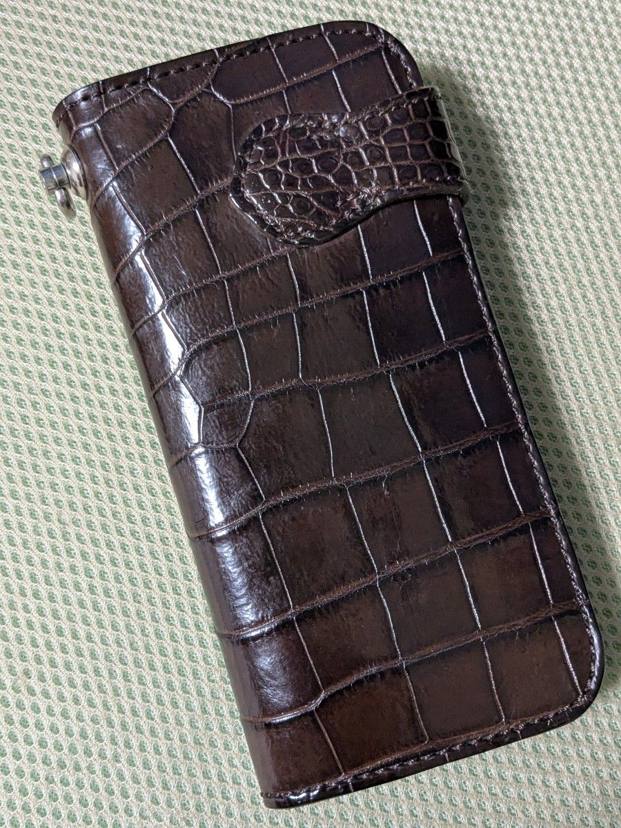 本革長財布 ケイシイズ KC'S クロコダイル ワニ革 ライダース 本革長財布 ケイシイズ KC'S クロコダイル ワニ革 ライダース