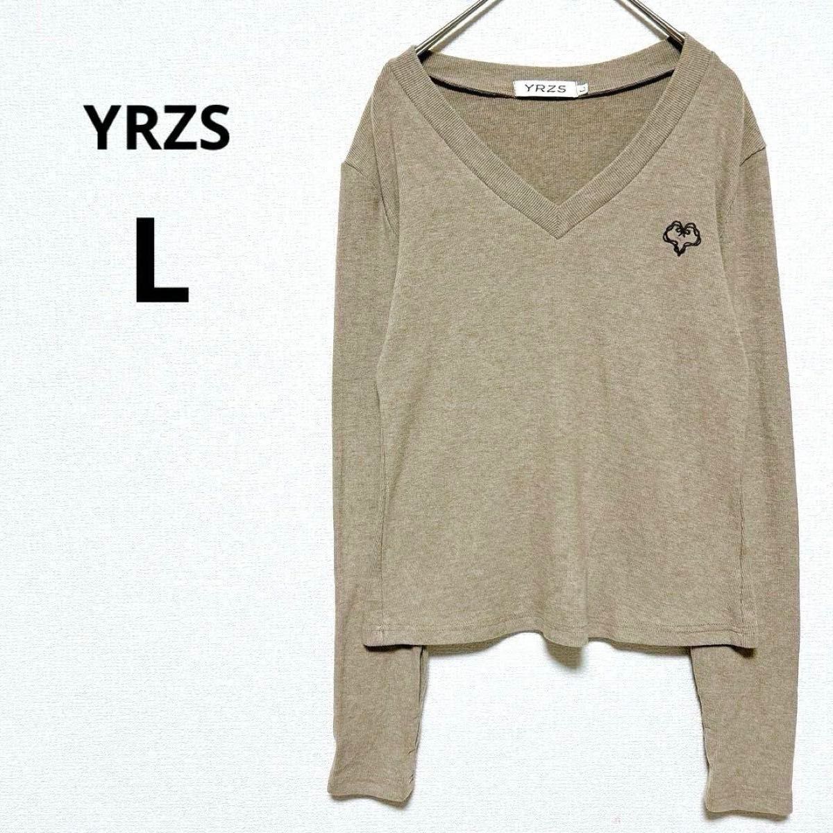 YRZS Vネックニット 薄手長袖 サムホール 刺繍 ハート YRZS Vネックニット 薄手長袖 サムホール 刺繍 ハート