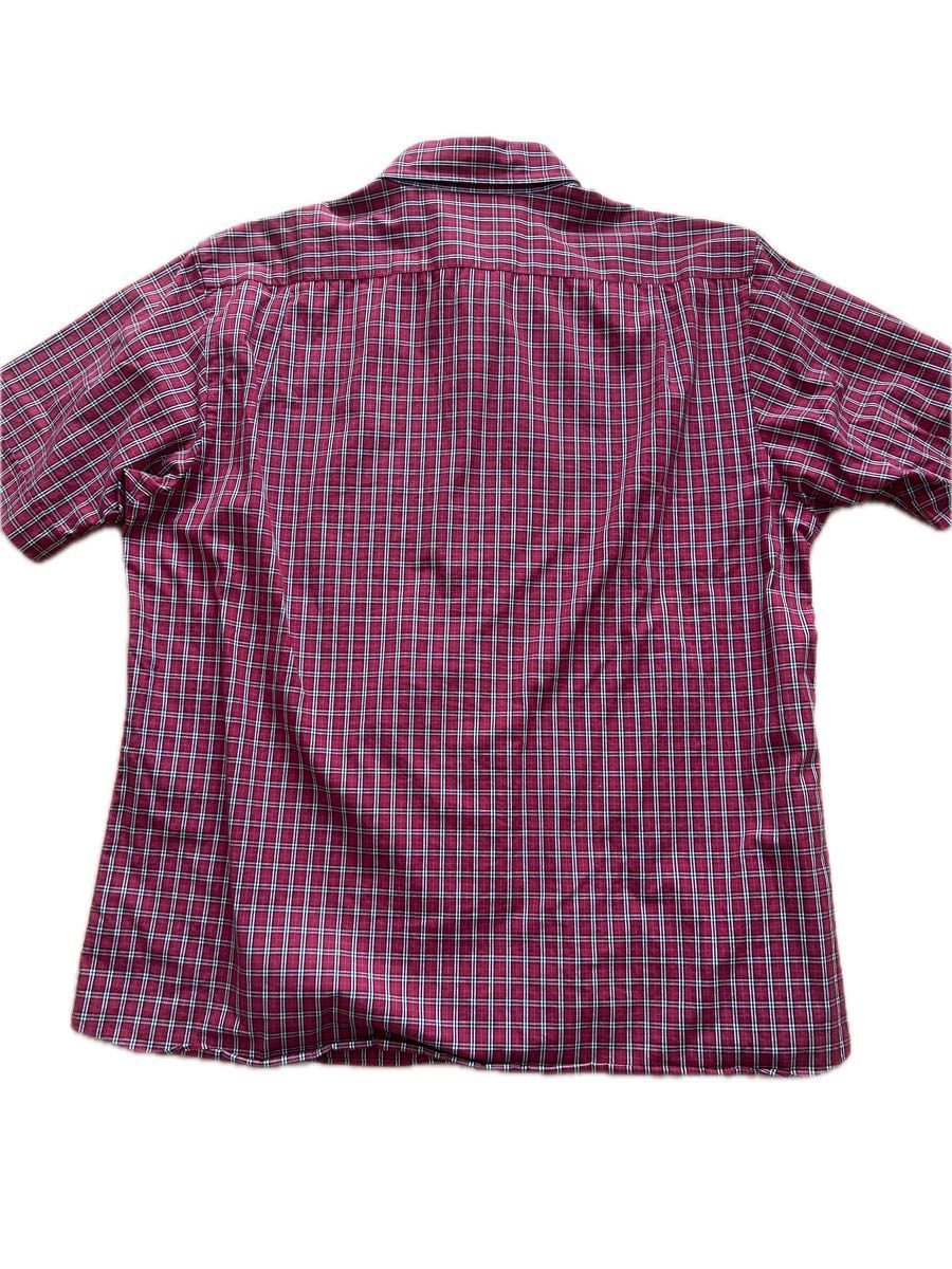 BURBERRY BLACK LABEL 赤いチェック柄半袖シャツ サイズ3 ロゴ BURBERRY BLACK LABEL 赤いチェック柄半袖シャツ サイズ3 ロゴ